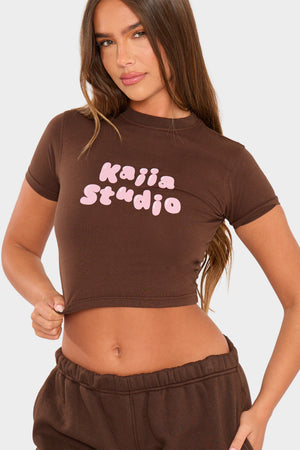 Kaiia Studio Bubble Baby Tee Chocolate & Pink