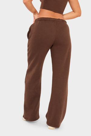 Kaiia Studio Bubble Wide Leg Joggers Chocolate & Pink