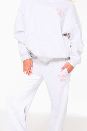 Kaiia 444 Wide Leg Joggers Light Grey Marl & Pink