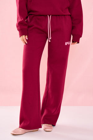 Kaiia Bubble Graphic Wide Leg Joggers Raspberry Jelly