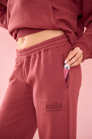 Kaiia Matte Slogan Wide Leg Joggers Toast