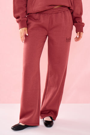 Kaiia Matte Slogan Wide Leg Joggers Toast