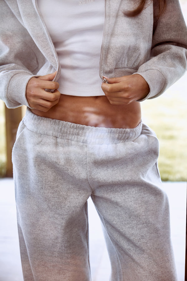 Kaiia Wool Effect Wide Leg Trousers Grey Marl