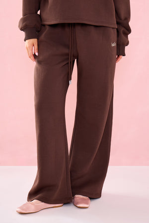 Kaiia Low Rise Wide Leg Joggers Bitter Chocolate