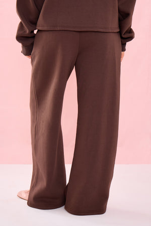 Kaiia Low Rise Wide Leg Joggers Bitter Chocolate