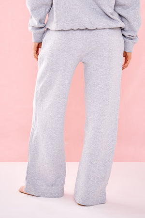 Kaiia Ribbed Waist Band High Waisted Joggers Grey Marl & Pink