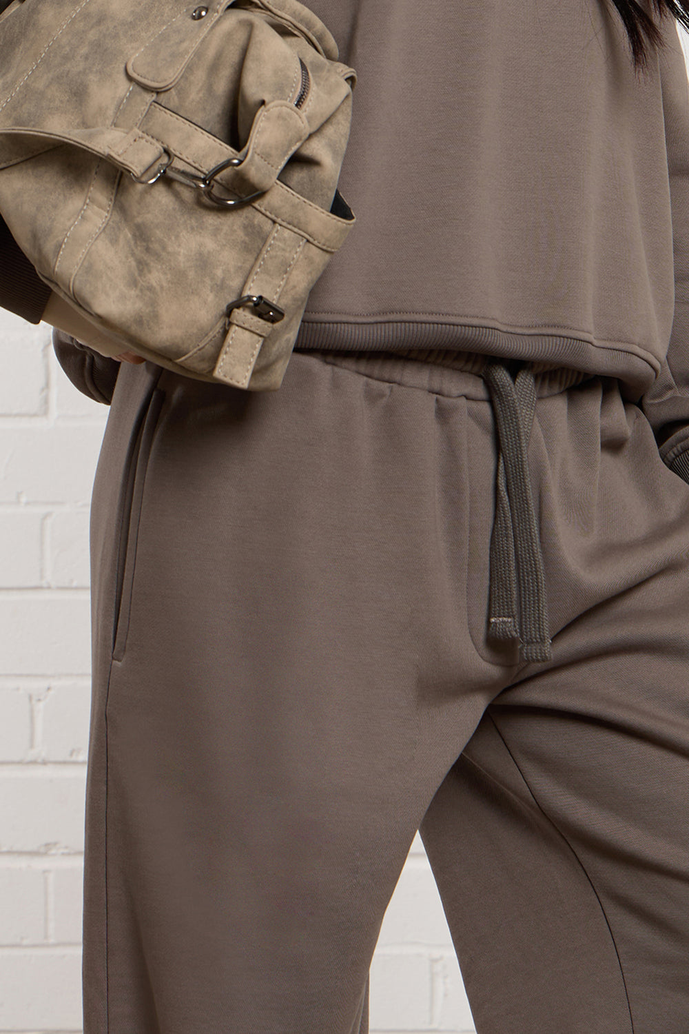 Kaiia Drawcord Wide Leg Joggers Slate Grey