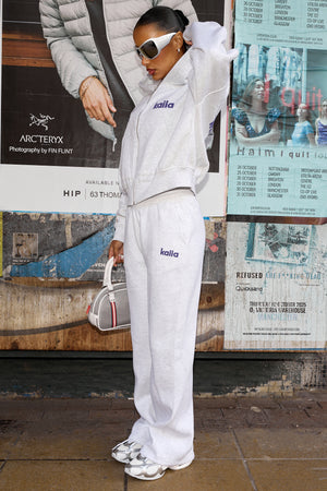 Kaiia Star Wide Leg Joggers Light Grey Marl & Royal Purple