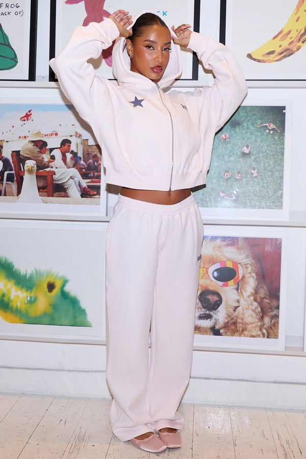 Kaiia Star Wide Leg Joggers Shell Pink & Dark Grey