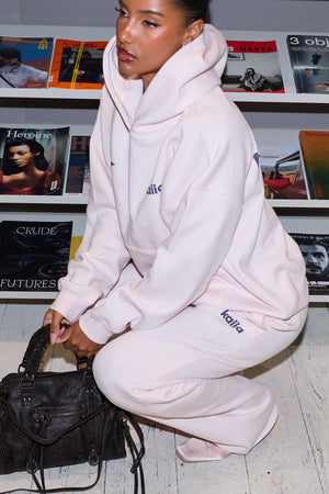 Kaiia Star Wide Leg Joggers Shell Pink & Dark Grey