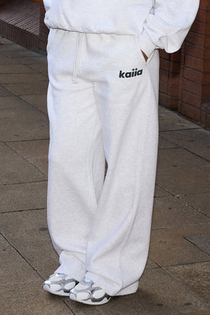 Kaiia Star Logo Straight Leg Joggers Light Grey Marl & Dark Grey