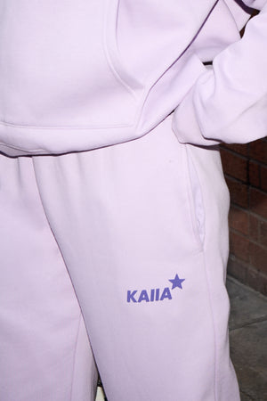 Kaiia Logo Wide Leg Joggers Lilac & Royal Purple