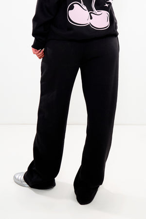 Kaiia Wide Leg Joggers Black & Pink