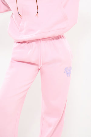 Kaiia Bow Graphic Wide Leg Joggers Pink & Lilac