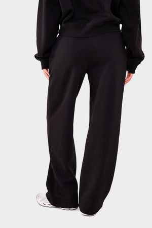 Kaiia Embossed Logo Wide Leg Joggers Black