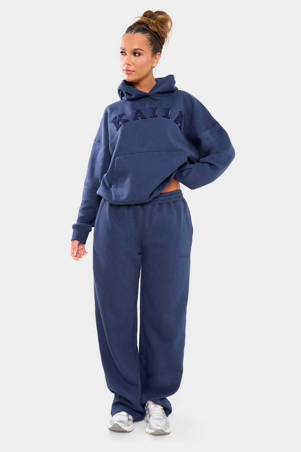 Kaiia Logo Wide Leg Joggers Deep Blue