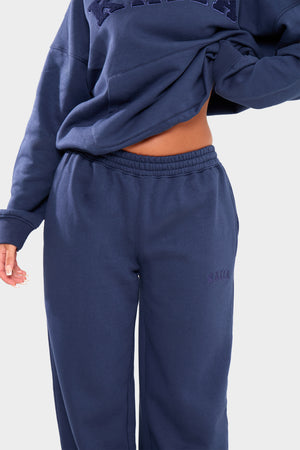 Kaiia Logo Wide Leg Joggers Deep Blue