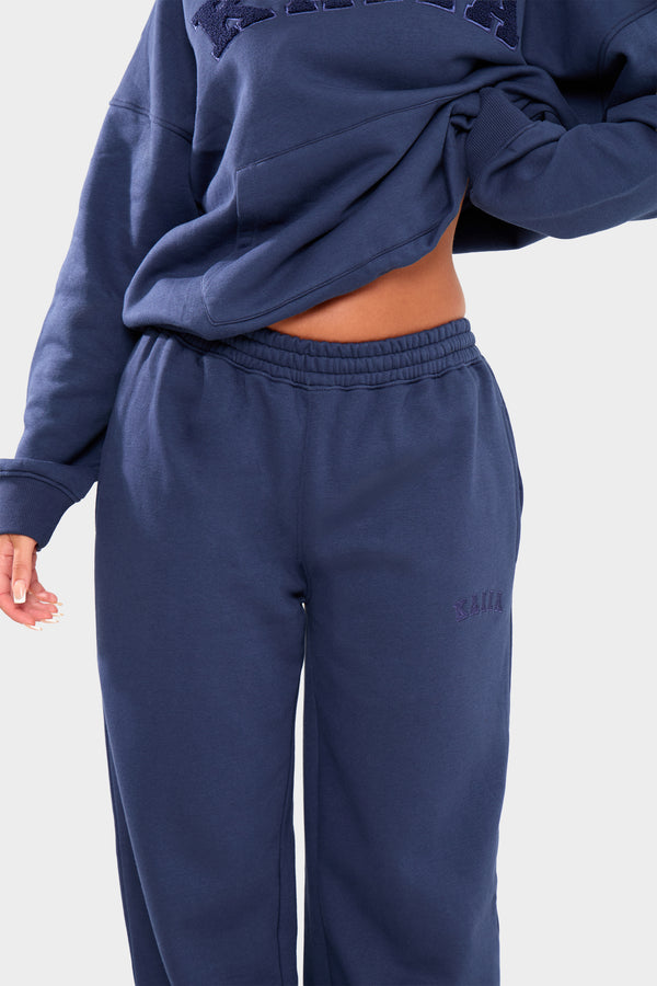 Kaiia Logo Wide Leg Joggers Deep Blue