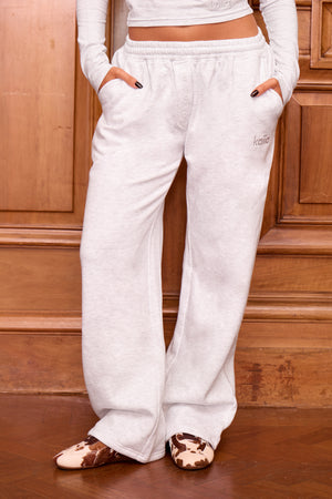Kaiia Wide Leg Joggers Light Grey Marl