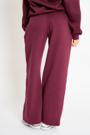 Kaiia Pleat Detail Tailored Wide Leg Joggers Dark Cherry