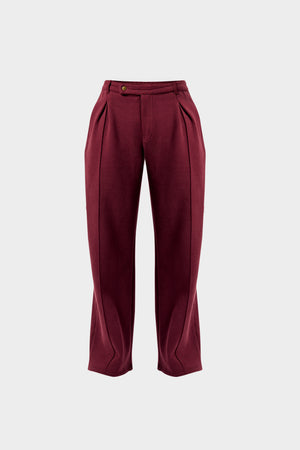 Kaiia Pleat Detail Tailored Wide Leg Joggers Dark Cherry