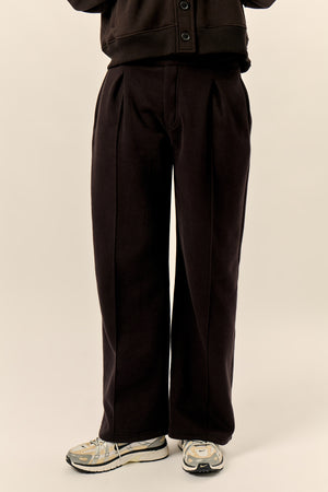 Kaiia Pleat Detail Tailored Wide Leg Joggers Black