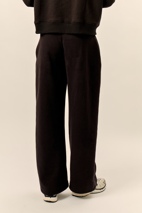 Kaiia Pleat Detail Tailored Wide Leg Joggers Black