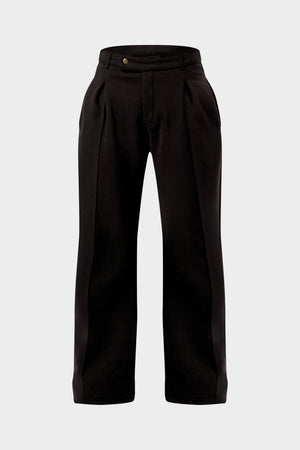 Kaiia Pleat Detail Tailored Wide Leg Joggers Black