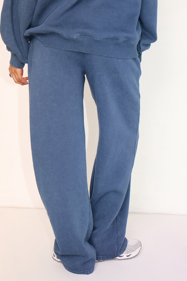 Kaiia Wide Leg Joggers Washed Petrol