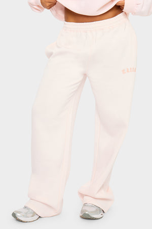 Kaiia Slogan Wide Leg Joggers Shell Pink