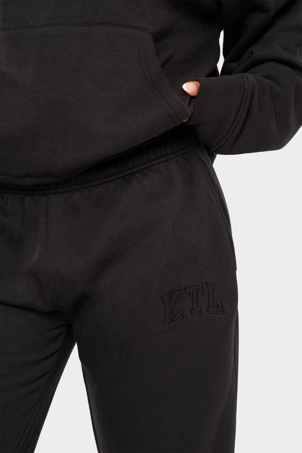 Kaiia KTL Logo Wide Leg Joggers Black on Black