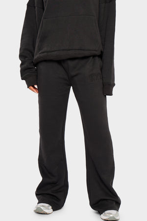 Kaiia KTL Logo Wide Leg Joggers Black on Black