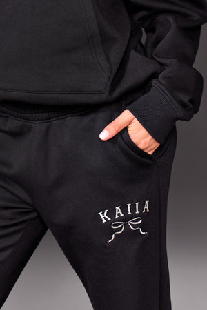 Kaiia Slogan Flared Joggers Black & Silver