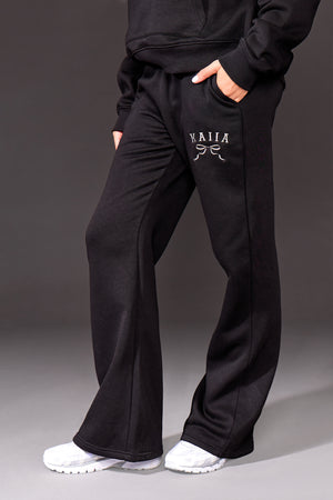 Kaiia Slogan Flared Joggers Black & Silver