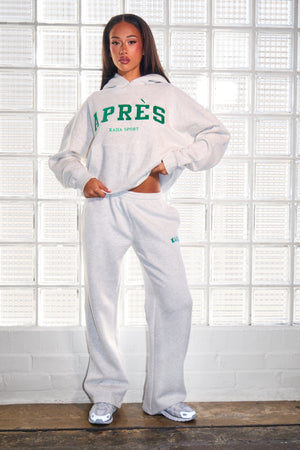 Kaiia Apres Wide Leg Joggers Light Grey Marl & Green