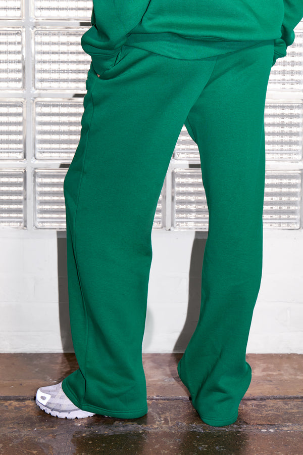 Kaiia Embossed Logo Wide Leg Joggers Evergreen