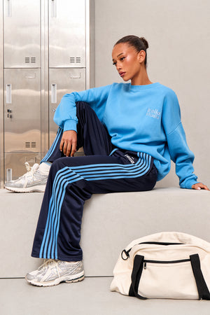 Kaiia Embroidered Tricot Joggers Deep Navy & Vibrant Blue