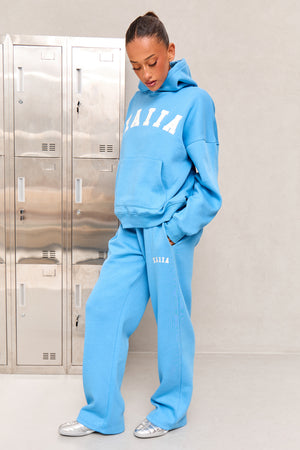 Kaiia Slogan High Rise Wide Leg Joggers Vibrant Blue