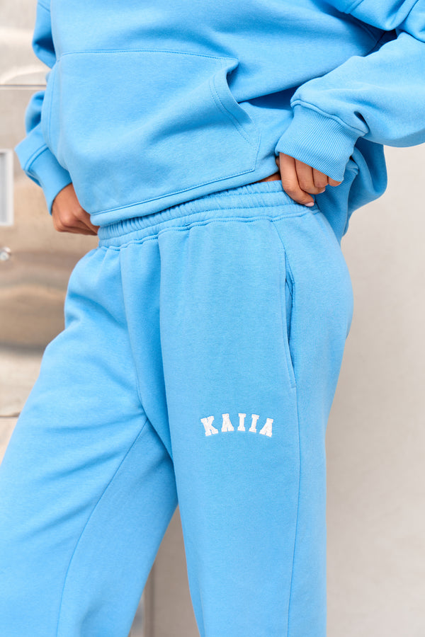 Kaiia Slogan High Rise Wide Leg Joggers Vibrant Blue