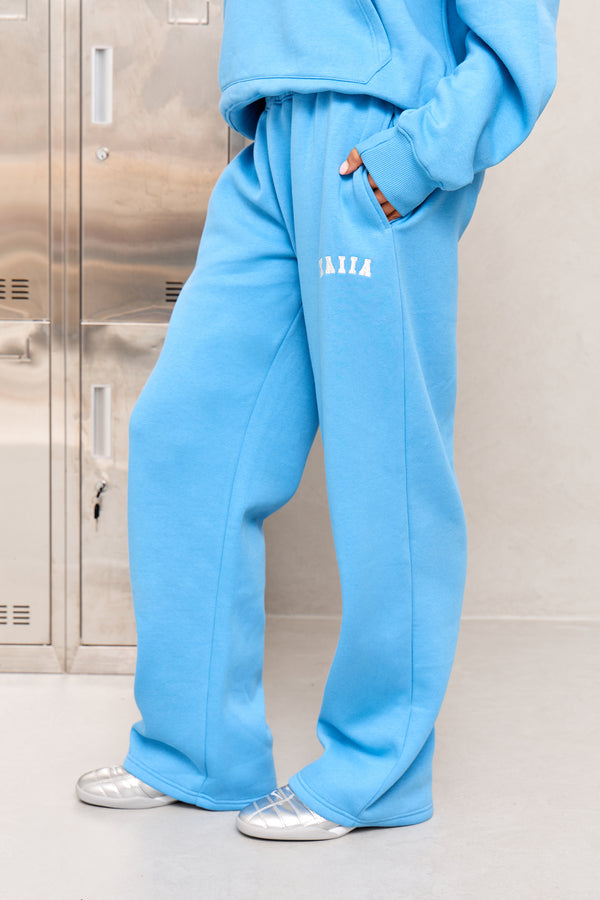 Kaiia Slogan High Rise Wide Leg Joggers Vibrant Blue