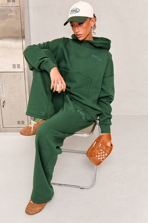Kaiia Studio Flared Wide Leg Joggers Dark Green