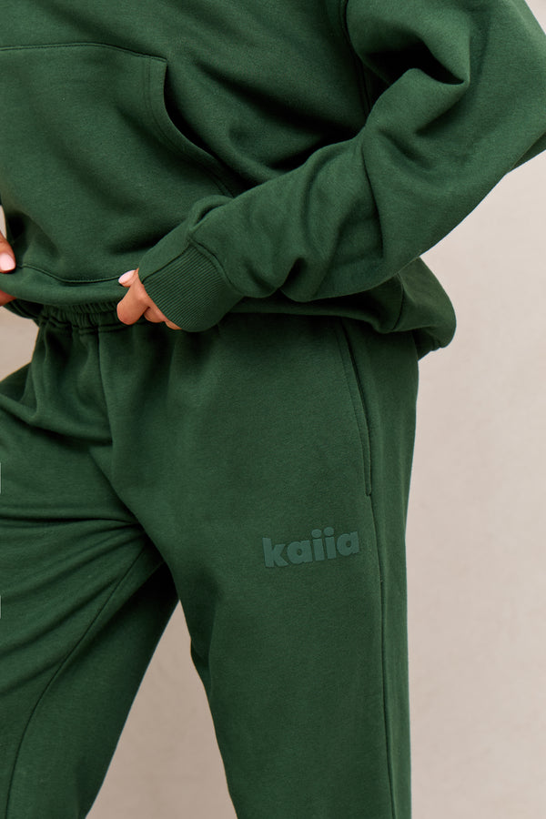 Kaiia Studio Flared Wide Leg Joggers Dark Green