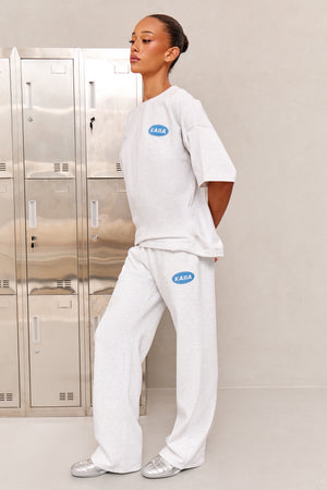 Kaiia Athleisure Mid Rise Straight Leg Joggers Light Grey Marl & Vibrant Blue