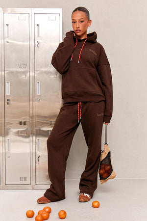 Kaiia Studio Rope Drawstring Wide Leg Joggers Bitter Chocolate