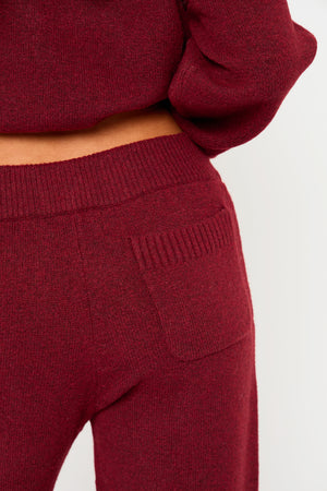 Kaiia Knit Wide Leg Trousers Burgundy