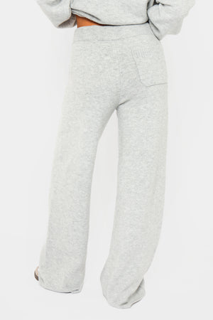 Kaiia Knit Wide Leg Trousers Grey Marl