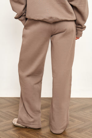 Kaiia Slogan Mid Rise Wide Leg Joggers Biscuit