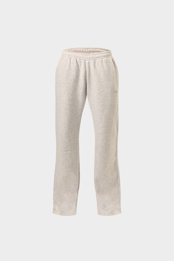 Kaiia Chrome Logo Mid Rise Wide Leg Joggers Light Grey Marl