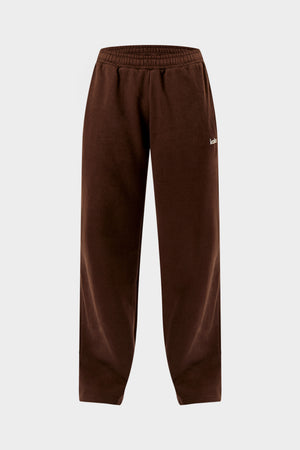 Kaiia Chrome Logo Mid Rise Wide Leg Joggers Bitter Chocolate