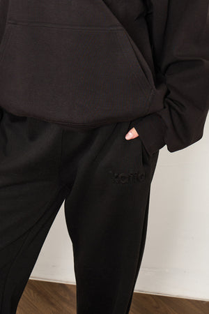 Kaiia Premium Scuba Wide Leg Joggers Black